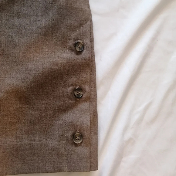 Vintage Newport Pure Virgin Wool Camel Tan Midi Skirt with Belt and Pockets XS - Picture 7 of 16